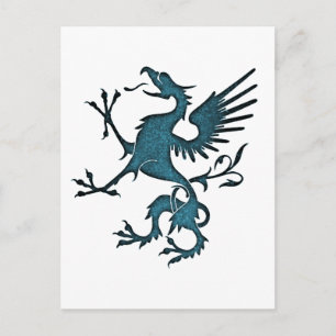 Turquoise Griffin Medieval Fantasy Eagle Lion Postcard