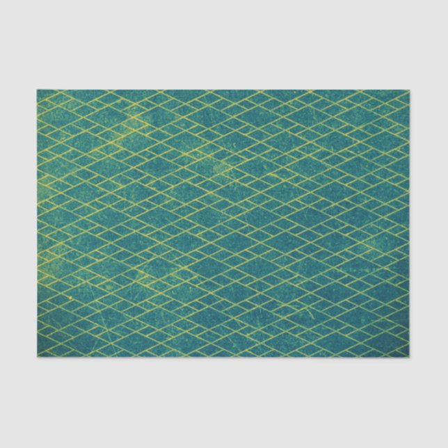 Turquoise Grunge Geometric Distressed Textured Tissue Paper (Front)