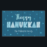 Turquoise Happy Hanukkah Whimsical Fun Typography Sticker<br><div class="desc">“Happy Hanukkah.” Fun whimsical handcrafted typography along with a random Star of David pattern in light dusty blues all overlaying midnight navy blue hand drawn lines and a dark teal blue background help you usher in the festival of lights. Feel the warmth and joy of the holiday season whenever you...</div>
