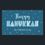 Turquoise Happy Hanukkah Whimsical Fun Typography Sticker<br><div class="desc">“Happy Hanukkah.” Fun whimsical handcrafted typography along with a random Star of David pattern in light dusty blues all overlaying midnight navy blue hand drawn lines and a dark teal blue background help you usher in the festival of lights. Feel the warmth and joy of the holiday season whenever you...</div>