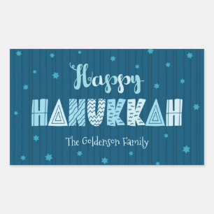 Turquoise Happy Hanukkah Whimsical Fun Typography Sticker