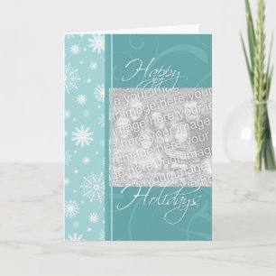 Turquoise Happy Holidays Christmas Photo Card