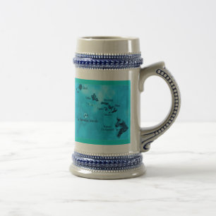 Turquoise Hawaiian island map mug
