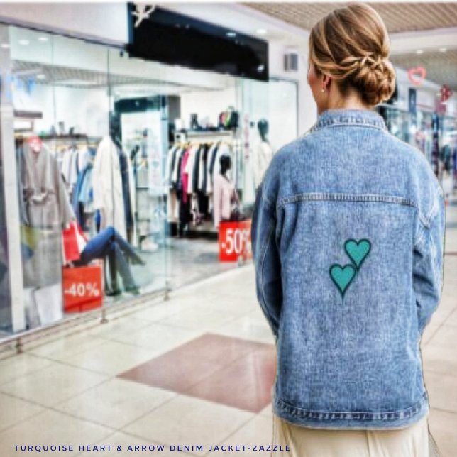 Turquoise Heart & Arrow Denim Jacket (Creator Uploaded)