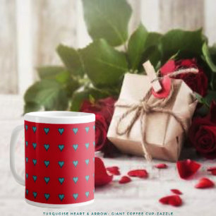 Turquoise Heart & Arrow Large Coffee Mug