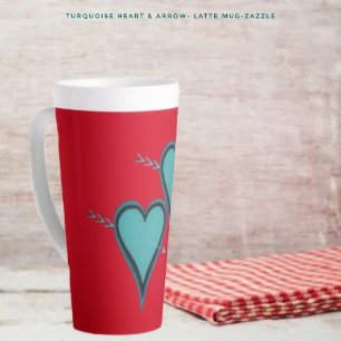 Turquoise Heart & Arrow Latte Mug