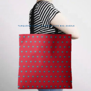 Turquoise Heart & Arrow Tote Bag