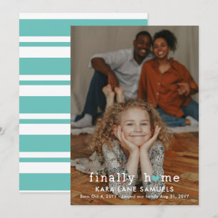 Turquoise Heart Enfin Accueil Faire-part d'adoptio