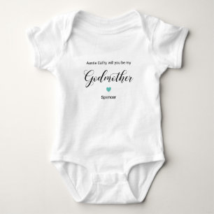 Turquoise Heart Will You Be My Godmother Proposal Baby Bodysuit