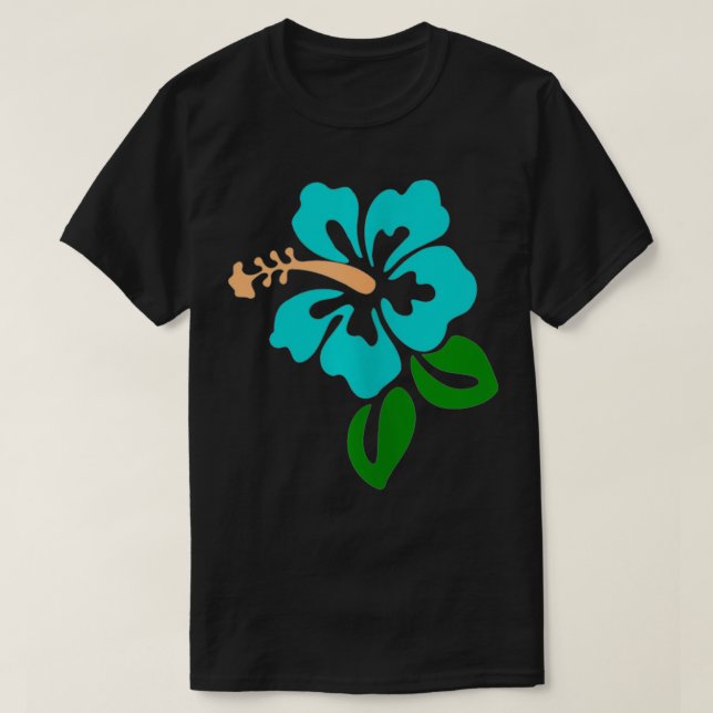 Turquoise Hibiscus Flower  T-Shirt (Design Front)