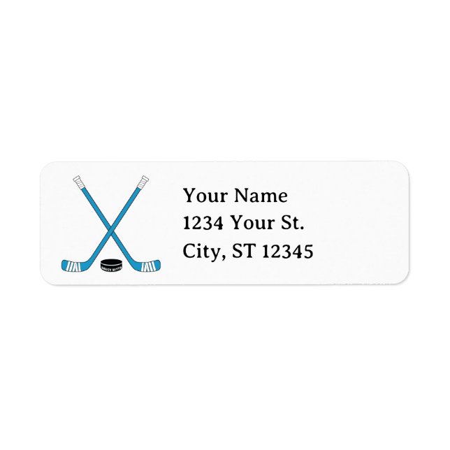 Turquoise Hockey Sticks and Puck Return Address (Front)