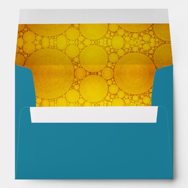 Turquoise holiday yellow circle pattern lined name envelopes (Back (Bottom))