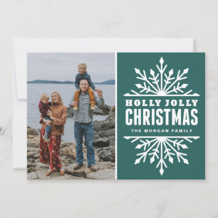 Turquoise Holly Jolly Christmas   Carte photo de v