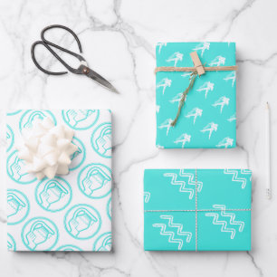 Turquoise Horoscope Star Sign Birthday Aquarius Wrapping Paper Sheet