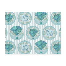 Turquoise Hot Air Balloon - Aqua White Stripes