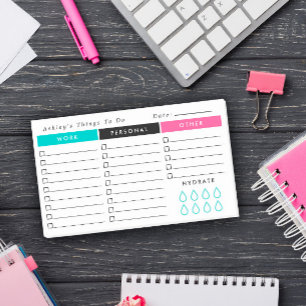 Turquoise Hot Pink Daily Organizer To Do List Post-it Notes