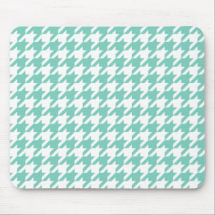 Turquoise Houndstooth Mouse Pad
