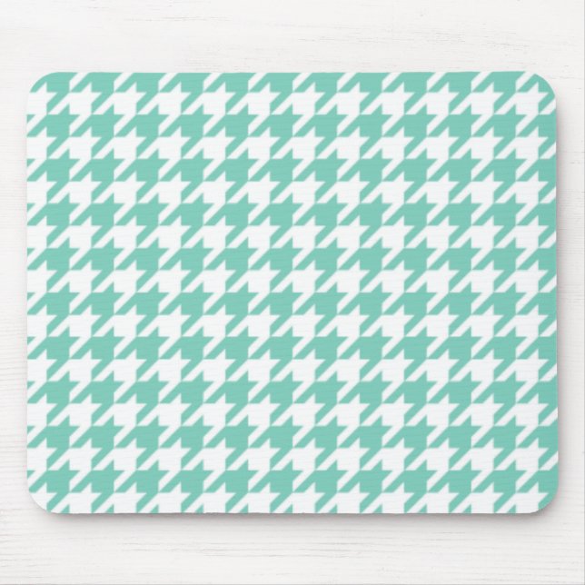 Turquoise Houndstooth Mouse Pad (Front)