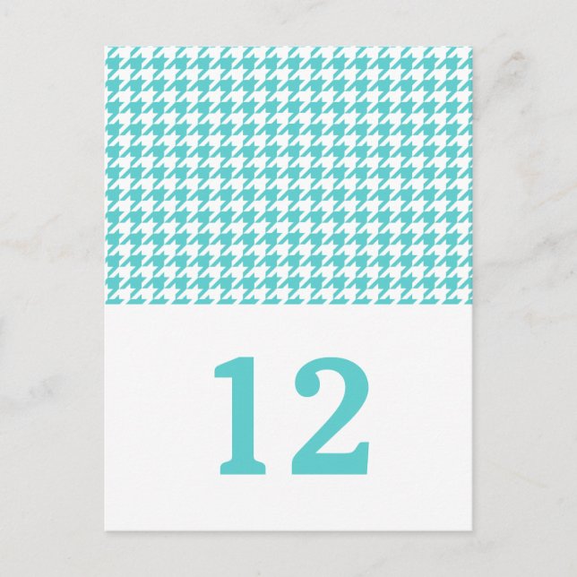 Turquoise Houndstooth Table Number Postcard (Front)