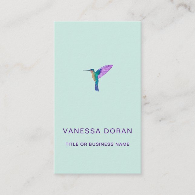 Turquoise Hummingbird  Business Card (Front)
