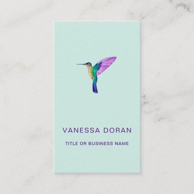 Turquoise Hummingbird  Business Card (Front)