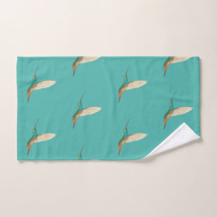 Turquoise Hummingbird pattern Hand Towel