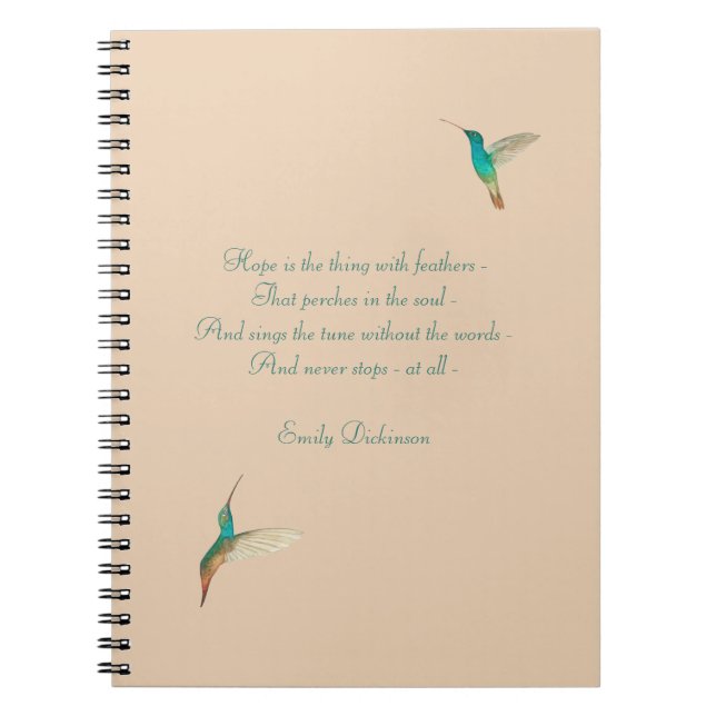 Turquoise Hummingbirds Hope Notebook (Front)