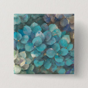 Turquoise Hydrangea 2 Inch Square Button
