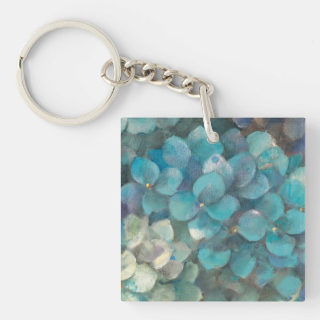 Turquoise Hydrangea Keychain (Front)