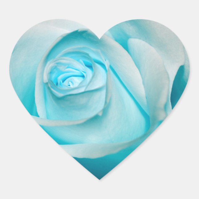 Turquoise Ice Rose Heart Sticker (Front)