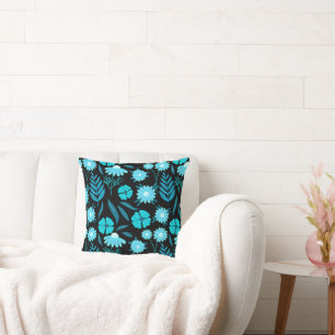 Turquoise in bloom throw pillow