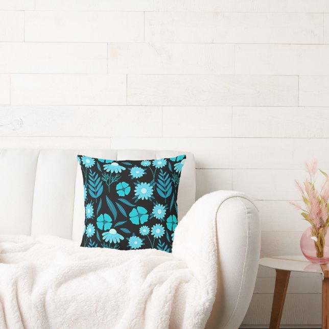 Turquoise in bloom throw pillow (Couch)