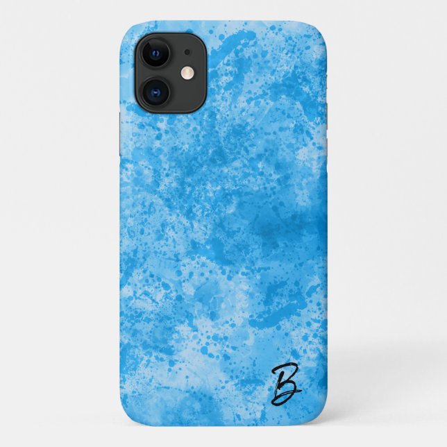 Turquoise Ink Mess Personalized Phone Case (Back)