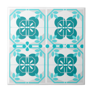 Turquoise Intricate Azulejos Style Tile