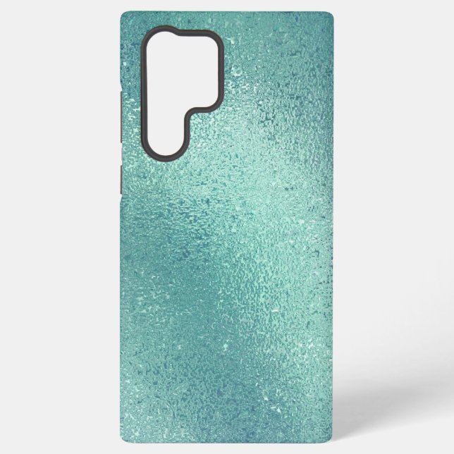 Turquoise iridescent texture background samsung galaxy s22 ultra case (Back)