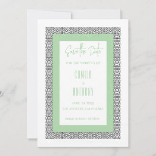 Turquoise Islamic Geometric Border Wedding Invitation