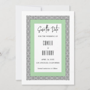 Turquoise Islamic Geometric Border Wedding Invitation