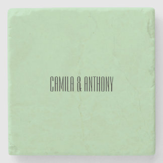 Turquoise Islamic Geometric Border Wedding Stone Coaster