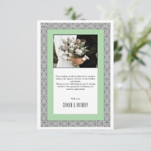 Turquoise Islamic Geometric Border Wedding Thank You Card