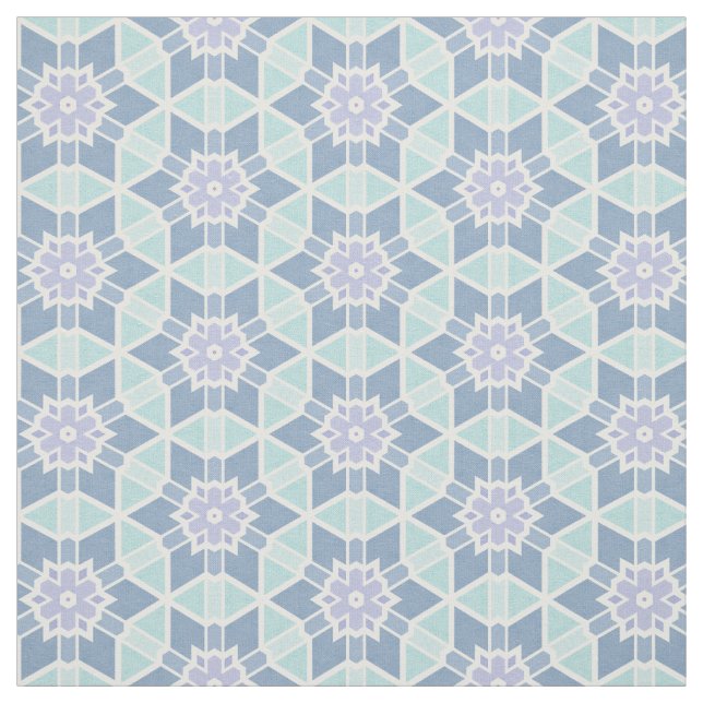 Turquoise Kaleidoscope Geometric Flower Pattern Fabric (Swatch)