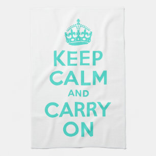 Turquoise Keep Calm and Carry On American MoJo Kit Kitchen Towel
