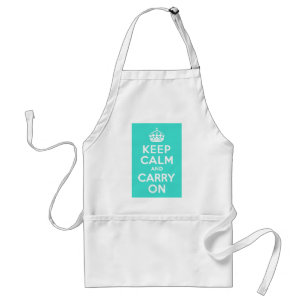 Turquoise Keep Calm and Carry On Standard Apron
