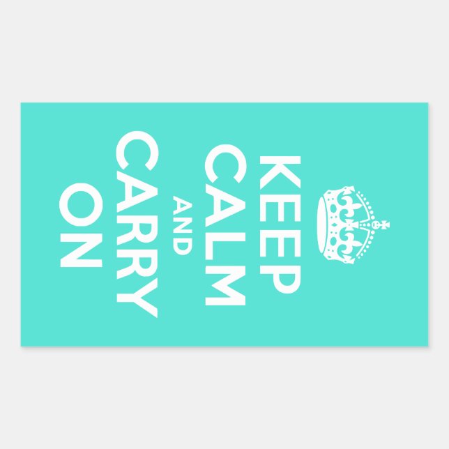 Turquoise Keep Calm and Carry On Sticker (Front)