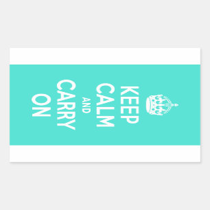 Turquoise Keep Calm and Carry On Sticker