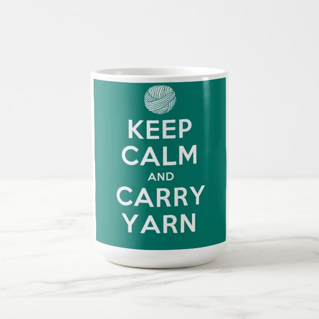 Turquoise Keep Calm and Carry Yarn Coffee Mug (Center)
