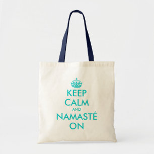 Turquoise Keep Calm and Namasté sur le sac fourre-