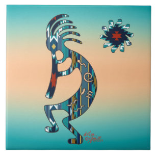 Turquoise Kokopelli Ceramic Tile