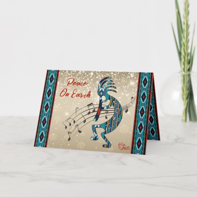 Turquoise Kokopelli Holiday Card (Front)