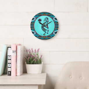 Turquoise Kokopelli Large Clock