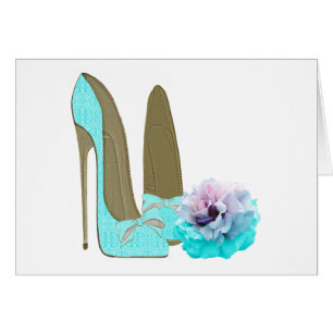 Turquoise Lace Stiletto Shoes and Rose Art